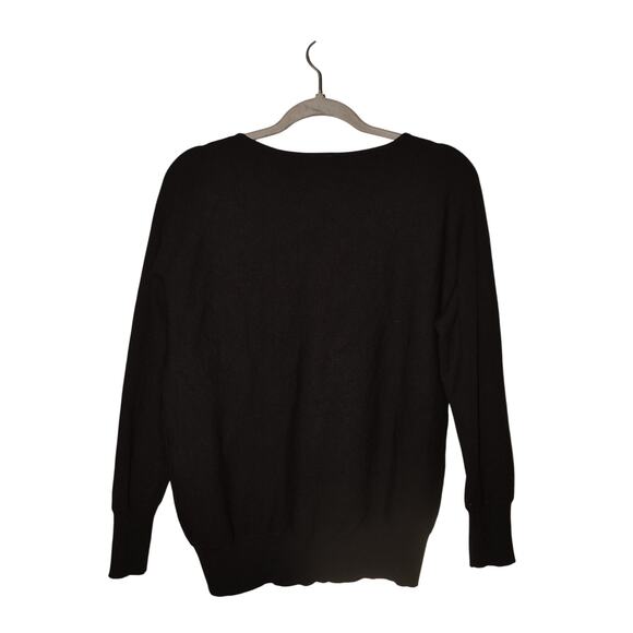 CHICO'S $99 Black Beaded Easy Dolman Sleeve V-Neck Sweater Chico's 0 / US Small - Picture 2 of 4